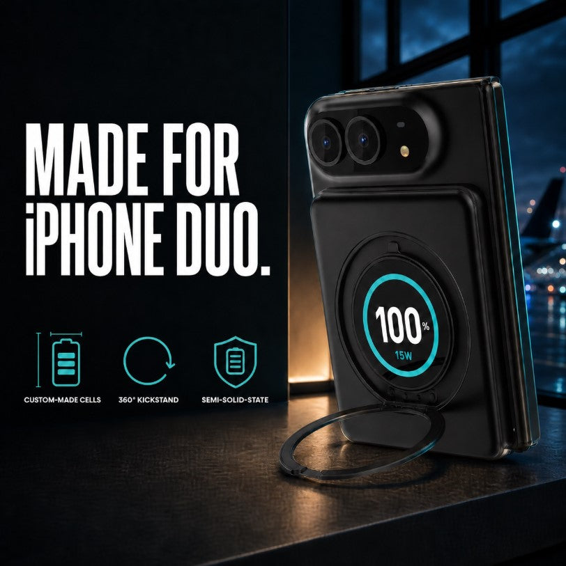 BMX SolidSafe Duo – MagSafe Powerbank 5'000 mAh mit Qi2 für kabelloses Schnellladen unterwegs