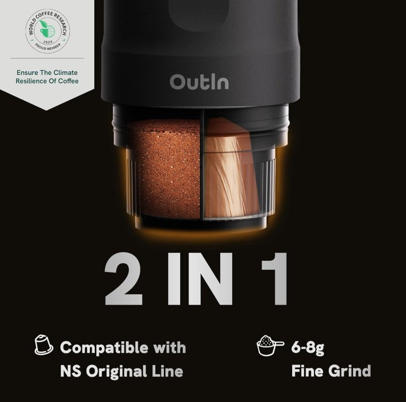OutIn Nano Pearl White – Tragbare Espressomaschine für aromatischen Espresso unterwegs