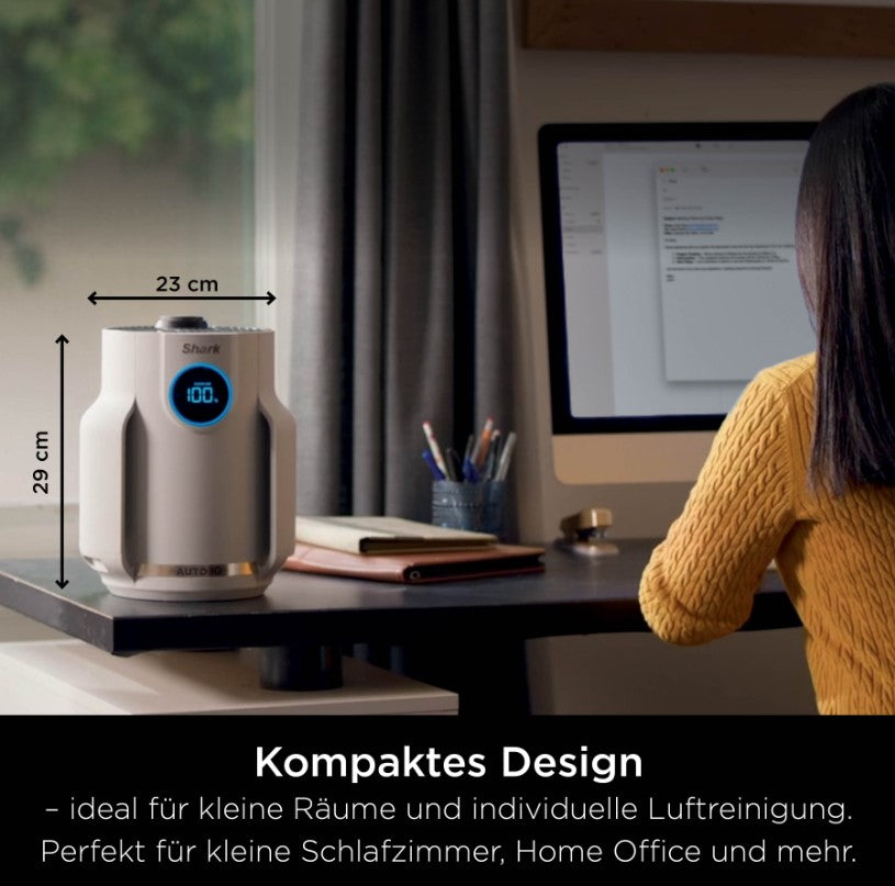 Shark NeverChange Compact Pro HP072CH Luftreiniger mit HEPA-Filter für Räume bis 23 m² – Grau