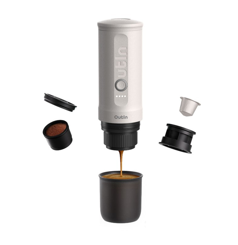 OutIn Nano Pearl White – Tragbare Espressomaschine für aromatischen Espresso unterwegs
