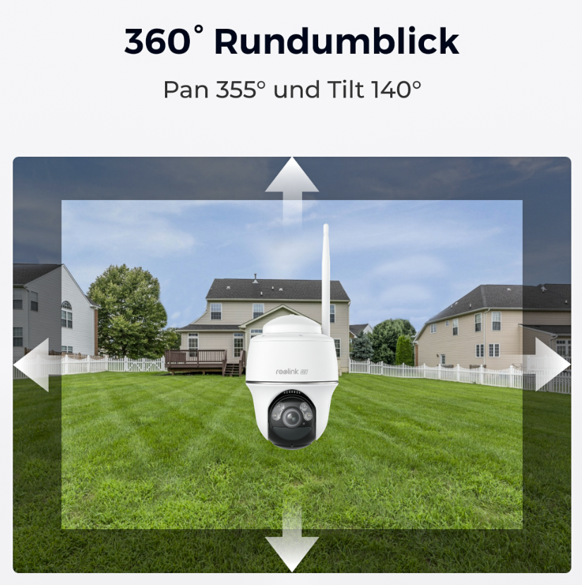 Reolink Argus B440 4K PT WLAN-Kamera mit Solarpanel – 8 MP, Akku & Rundumsicht