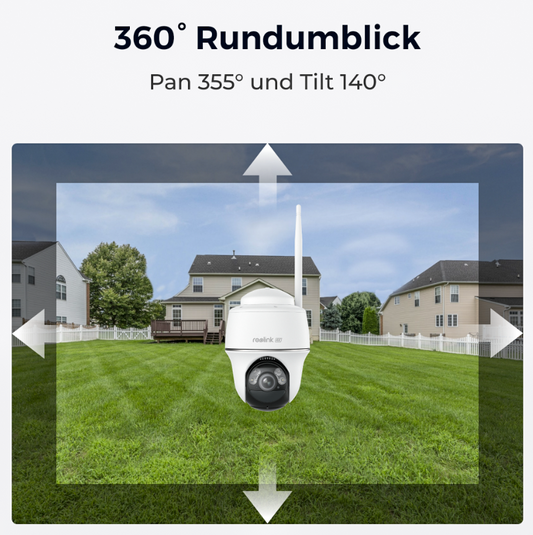 Reolink Argus B440 4K PT WLAN-Kamera mit Solarpanel – 8 MP, Akku & Rundumsicht