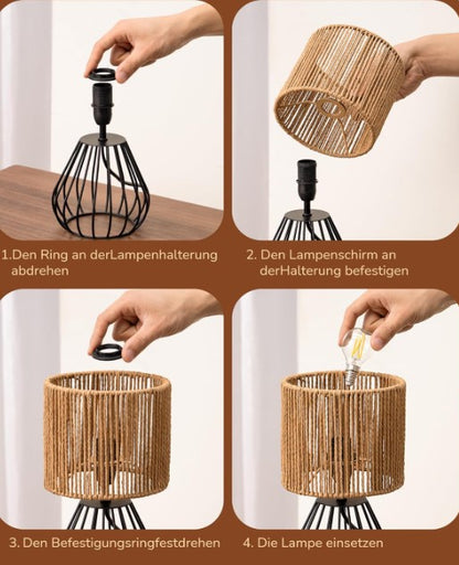 Tischlampe Dekolampe Gewbtem Seil/Schwarz