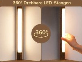 Design LED Stehlampe mit Regal Schwarz Holz
