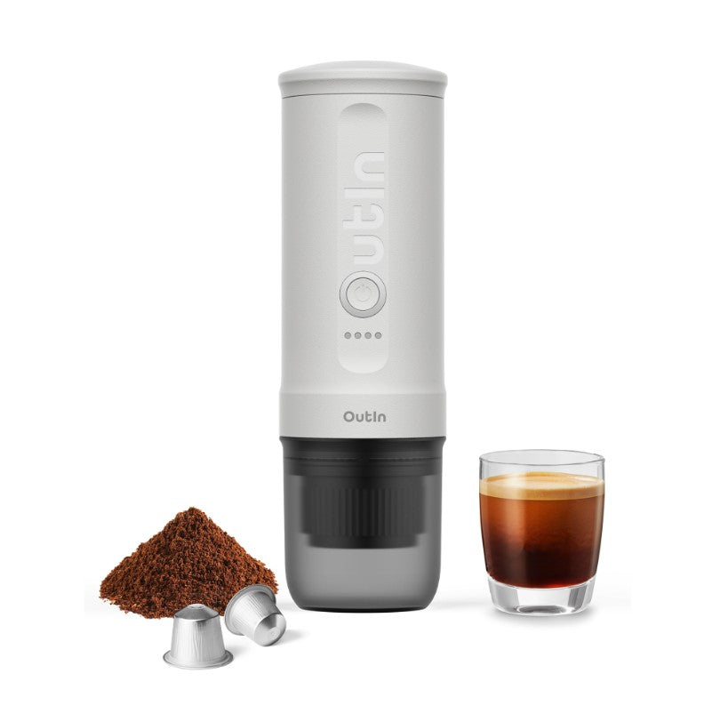 OutIn Nano Pearl White – Tragbare Espressomaschine für aromatischen Espresso unterwegs