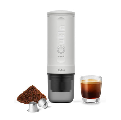 OutIn Nano Pearl White – Tragbare Espressomaschine für aromatischen Espresso unterwegs