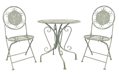 Bistro-Set aus Metall in Hellgrün – Gartentisch mit 2 Stühlen für Balkon und Terrasse