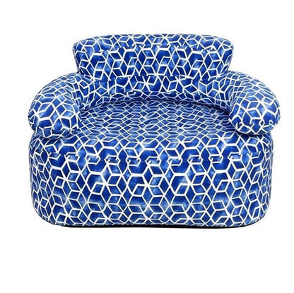 Aufblasbares Sofa Blau-Weiss – Wetterfest und UV-beständig für Garten, Camping und Freizeit