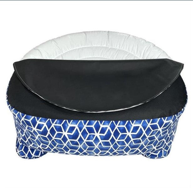 Aufblasbares Sofa Blau-Weiss – Wetterfest und UV-beständig für Garten, Camping und Freizeit