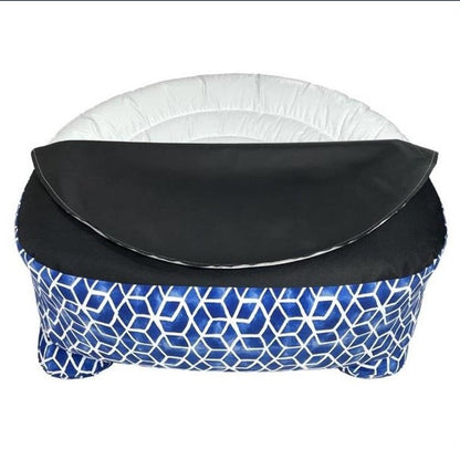 Aufblasbares Sofa Blau-Weiss – Wetterfest und UV-beständig für Garten, Camping und Freizeit