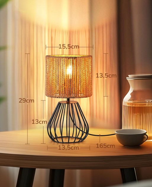 Tischlampe Dekolampe Gewbtem Seil/Schwarz