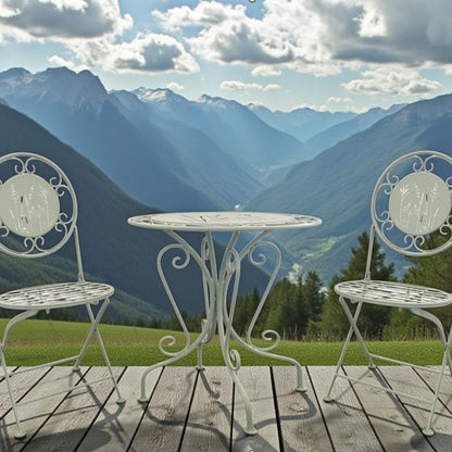 Bistro-Set aus Metall in Hellgrün – Gartentisch mit 2 Stühlen für Balkon und Terrasse
