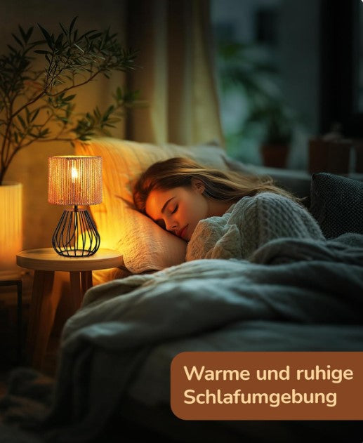 Tischlampe Dekolampe Gewbtem Seil/Schwarz
