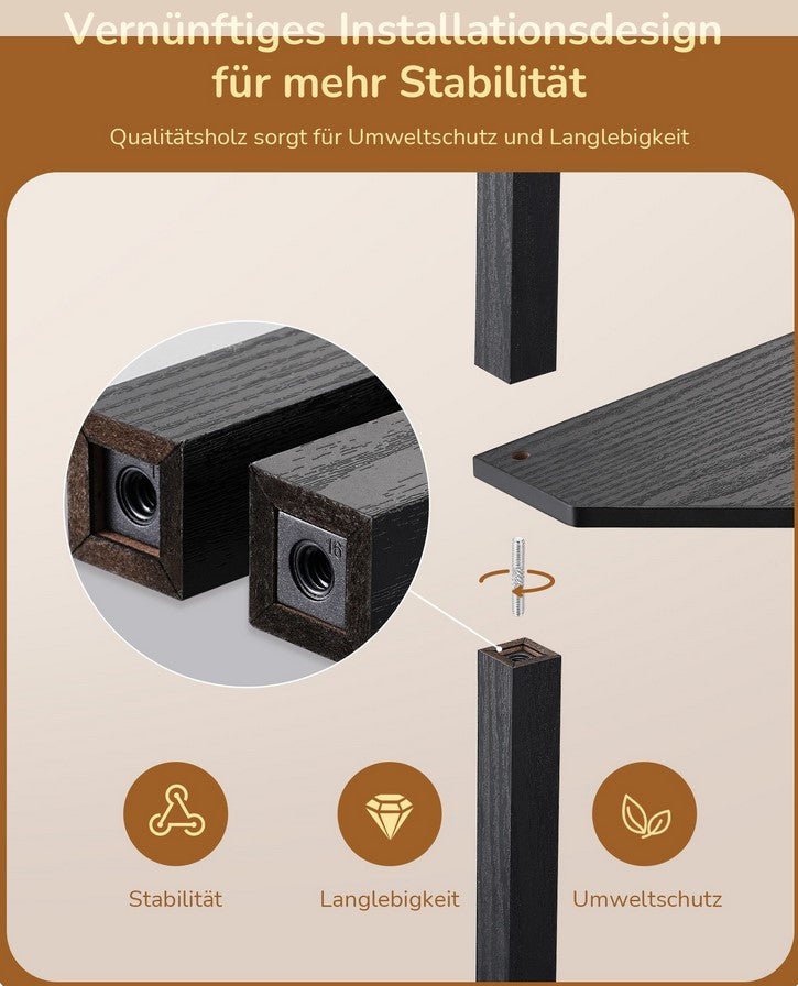 Design LED Stehlampe mit Regal Schwarz Holz